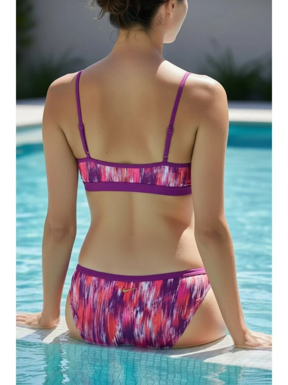 NIKE Junior XL Bikini Bottom Bathingsuit Vivid Purple Tie-dye Purple Swimwear